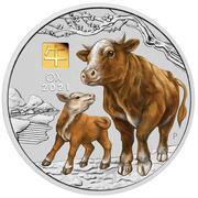 30 Dollars - Elizabeth II 6th Portrait - Year of the Ox - Silver Bullion Coin, Australia, 2021 reverse image