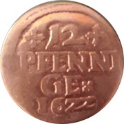 12 Pfennige Kipper, Germany, 1622 reverse image