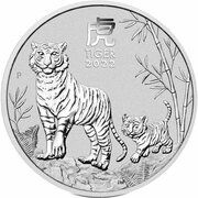 30 Dollars - Elizabeth II 6th Portrait - Year of the Tiger - Silver Bullion Coin, Australia, 2022 reverse image