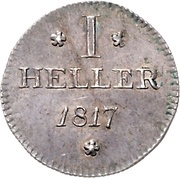 1 Heller Silver pattern strike, Germany, 1817 reverse image