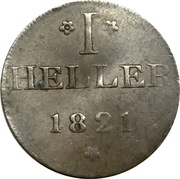 1 Heller Judenpfennig, Germany, 1821 reverse image