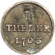 1 Theler "Judenpfennig", Germany, 1703 reverse image