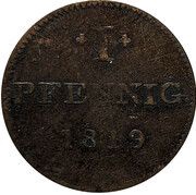 1 Pfennig "Judenpfennig", Germany, 1817-1819 reverse image