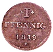 1 Pfennig "Judenpfennig", Germany, 1819 reverse image