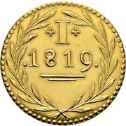 1 Pfennig "Judenpfennig" Gold pattern strike, Germany, 1819 reverse image