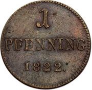 1 Pfenning "Judenpfennig", Germany, 1822 reverse image