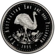 40 Dollars - Elizabeth II 3rd Portrait - Emu - Palladium reverse image