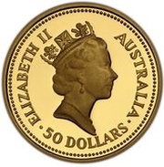 50 Dollars - Elizabeth II 3rd Portrait - Australian Nugget - Gold Bullion Coin obverse image