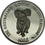 50 Dollars - Elizabeth II 3rd Portrait - Koala - Platinum, Australia, 1988-1989 reverse image