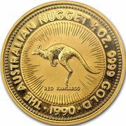50 Dollars - Elizabeth II 3rd Portrait - Kangaroo - Gold Bullion Coin, Australia, 1989-1990 reverse image