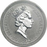 50 Dollars - Elizabeth II 3rd Portrait - Koala - Platinum obverse image