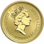 50 Dollars - Elizabeth II 3rd Portrait - Australian Nugget - Gold Bullion Coin obverse image