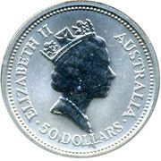 50 Dollars - Elizabeth II 3rd Portrait - Koala - Platinum Bullion Coin obverse image