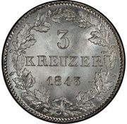 3 Kreuzer, Germany, 1838-1846 reverse image