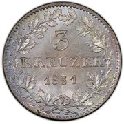 3 Kreuzer, Germany, 1846-1856 reverse image