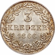 3 Kreuzer, Germany, 1866 reverse image