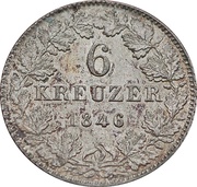 6 Kreuzer, Germany, 1838-1846 reverse image