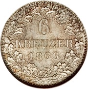 6 Kreuzer, Germany, 1866 reverse image