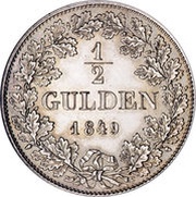 ½ Gulden, Germany, 1842-1849 reverse image
