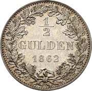 ½ Gulden, Germany, 1862 reverse image