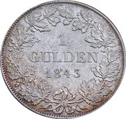 1 Gulden, Germany, 1842-1855 reverse image
