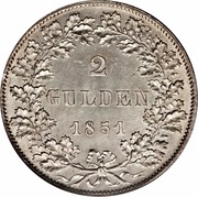 2 Gulden, Germany, 1845-1856 reverse image