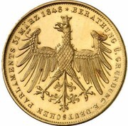 2 Gulden Constitutional Convention; Gold Pattern, Germany, 1848 reverse image