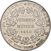 2 Thalers / 3½ Gulden Opening of the new mint, Germany, 1840 reverse image
