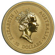 50 Dollars - Elizabeth II 3rd Portrait - Kangaroo - Gold Bullion Coin obverse image