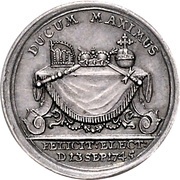 1 Ducat Silver pattern strike; Coronation, Germany, 1745 reverse image
