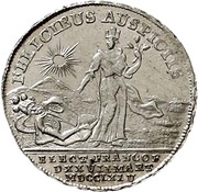 1 Ducat Silver pattern strike; Coronation, Germany, 1764 reverse image