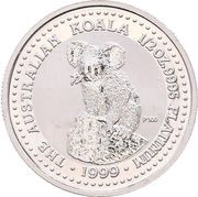 50 Dollars - Elizabeth II 4th Portrait - Koala - Platinum, Australia, 1998-1999 reverse image