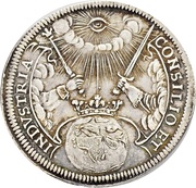 2 Ducats Silver pattern strike; Coronation, Germany, 1658 reverse image