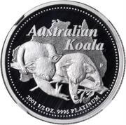 50 Dollars - Elizabeth II 4th Portrait - Koala - Platinum, Australia, 2001 reverse image