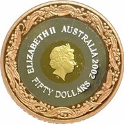 50 Dollars - Elizabeth II 4th Portrait - Commonwealth Games 2002 - Tri-Metalic obverse image