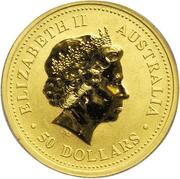 50 Dollars - Elizabeth II 4th Portrait - Kangaroo - Gold Bullion Coin obverse image