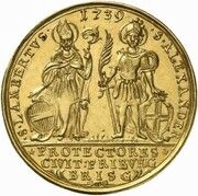 1 Thaler Gold pattern strike, Germany, 1739 reverse image