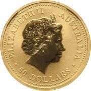 50 Dollars - Elizabeth II 4th Portrait - Kangaroo - Gold Bullion Coin obverse image