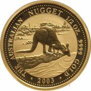 50 Dollars - Elizabeth II 4th Portrait - Kangaroo - Gold Bullion Coin, Australia, 2002-2003 reverse image