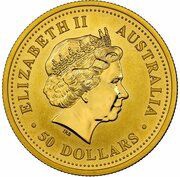 50 Dollars - Elizabeth II 4th Portrait - Year of the Monkey - Gold Bullion Coin obverse image
