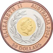 50 Dollars - Elizabeth II 4th Portrait - Olympic Games 2004 - Tri-Metalic obverse image
