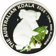 50 Dollars - Elizabeth II 4th Portrait - Koala - Platinum, Australia, 2005 reverse image
