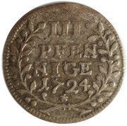 3 Pfennig - Constantine of Buttlar, Germany, 1724 reverse image