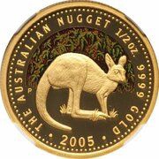 50 Dollars - Elizabeth II 4th Portrait - Kangaroo - Gold Bullion Coin, Australia, 2005-2006 reverse image