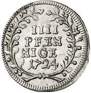 4 Pfennig - Constantine of Buttlar, Germany, 1724-1725 reverse image