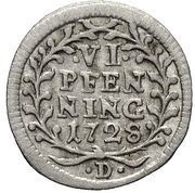 6 Pfennig - Adolphus of Dalberg, Germany, 1726-1728 reverse image
