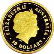 50 Dollars - Elizabeth II 4th Portrait - Emu - Gold Proof obverse image