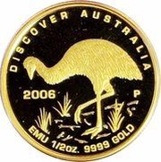 50 Dollars - Elizabeth II 4th Portrait - Emu - Gold Proof, Australia, 2006 reverse image