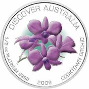 50 Dollars - Elizabeth II 4th Portrait - Cooktown Orchid - Platinum Proof reverse image
