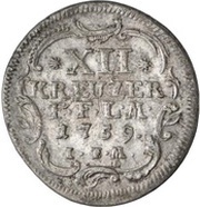 12 Kreuzer - Adalbert II of Walderdorff, Germany, 1759 reverse image